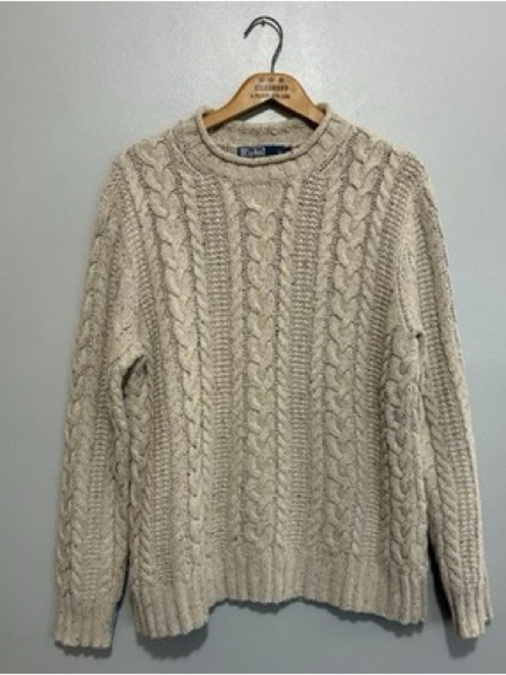 Polo Ralph Lauren cable knit sweater cotton ramie blend XL GUC